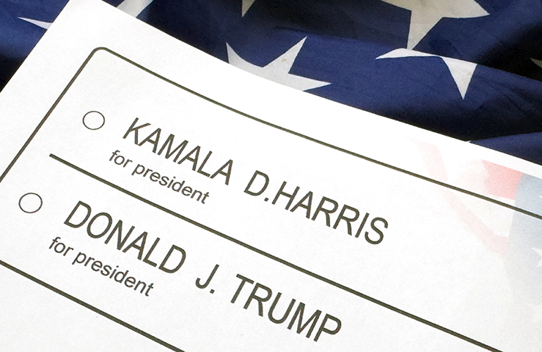 Kyiv, Ukraine, September 19, 2024 usa presidential sample ballot . High quality photo