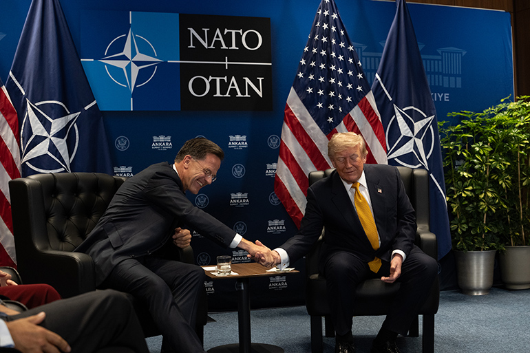 NATO Secretary General Mark Rutte meets with the President of the United States Donald Trump